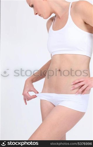 Woman in white underwear