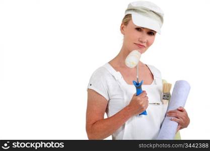 woman in white working clothes