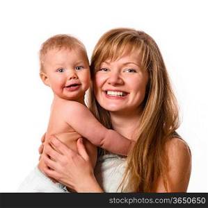 woman is holding her baby on hands
