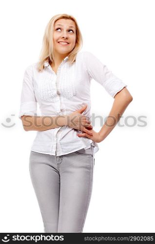 Woman. Isolated over white.