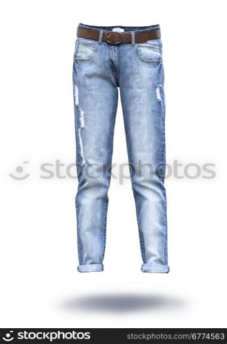 woman jeans in white background