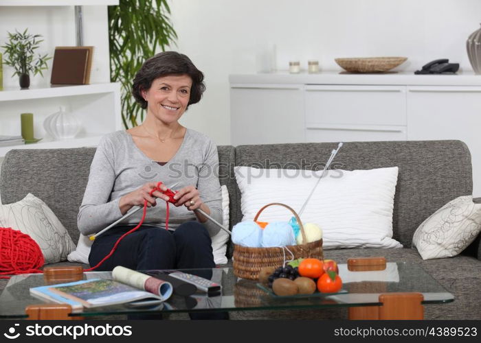 Woman knitting