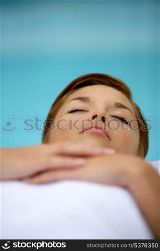 Woman laid down relaxing