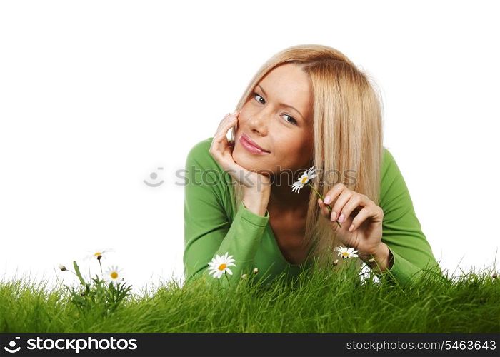 Woman laying on grass