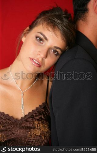 Woman leaning against her boyfriend