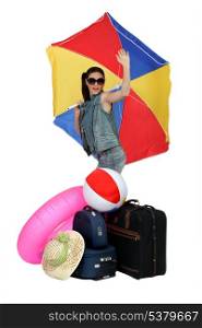 Woman leaving on a beach holiday
