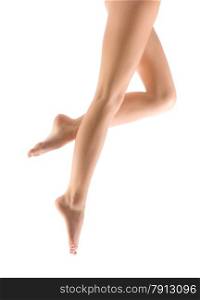 Woman Legs at the White Background .