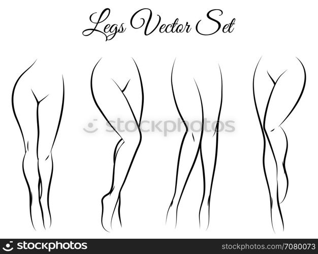 Woman legs vector set. Woman legs vector set. Hand drawn woman legs isolated on white background