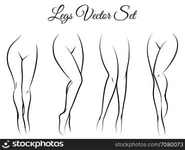 Woman legs vector set. Woman legs vector set. Hand drawn woman legs isolated on white background