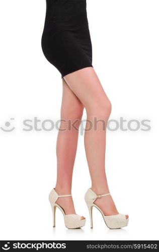 Woman legs with shoes isolated on the white