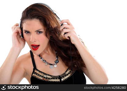 woman listening music