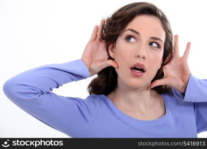 woman listening something carefully