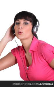 Woman listening to music