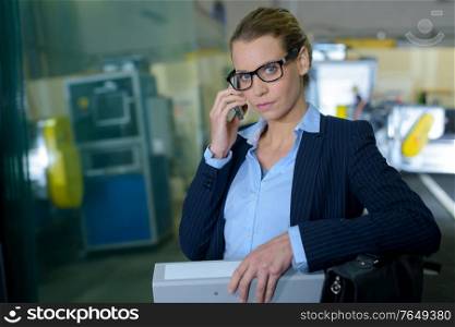 woman logistics engineer on the phone
