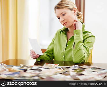 woman looking at photos