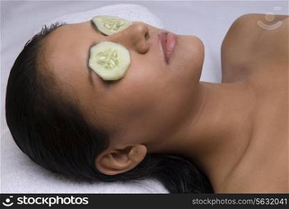 Woman lying down in a spa