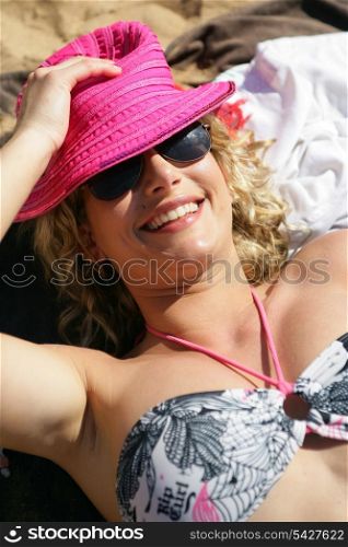 woman lying on the beach
