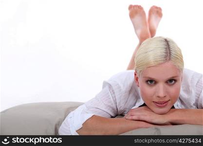 Woman lying on the bed