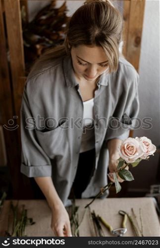woman making beautiful floral bouquet 5