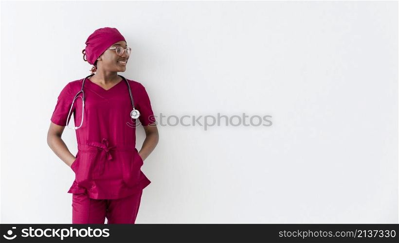 woman medic white background