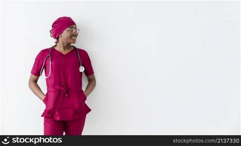 woman medic white background