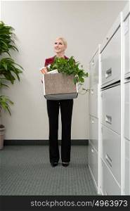 Woman moving office