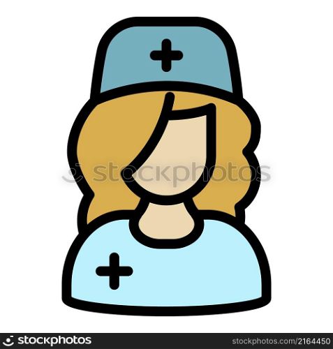 Woman nurse icon. Outline woman nurse vector icon color flat isolated. Woman nurse icon color outline vector