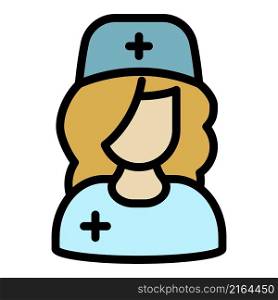 Woman nurse icon. Outline woman nurse vector icon color flat isolated. Woman nurse icon color outline vector