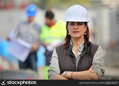 Woman on a construction site