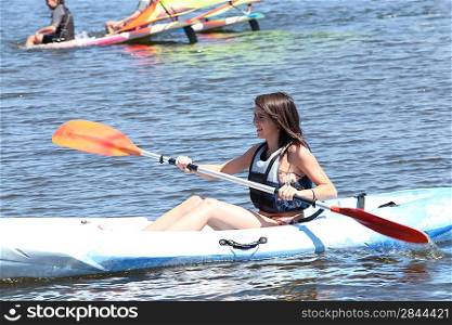 Woman on a kayaking excursion