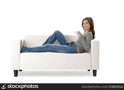 Woman on a sofa