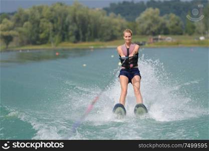 woman on a water ski