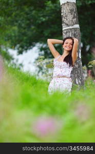 woman on flower field