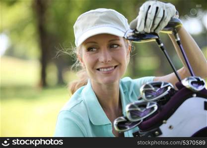 Woman on golf course
