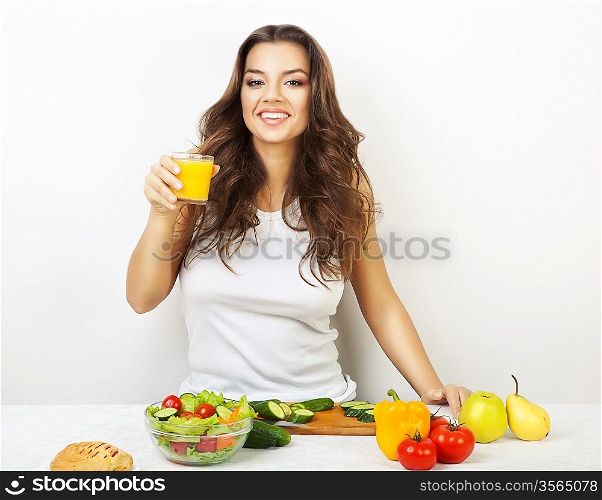 woman on kitchen with juice