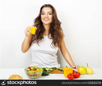 woman on kitchen with juice