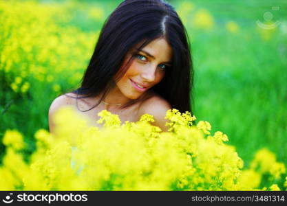 woman on oilseed field