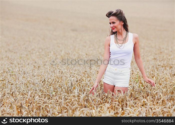 woman on wheat field