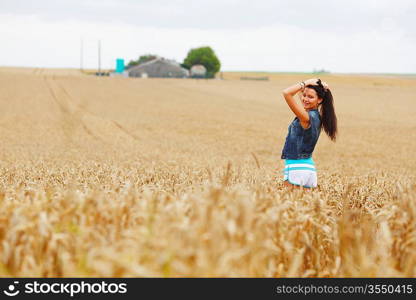 woman on wheat field