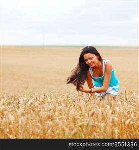 woman on wheat field