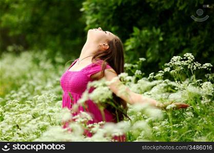 woman outdoor feel natural freedom