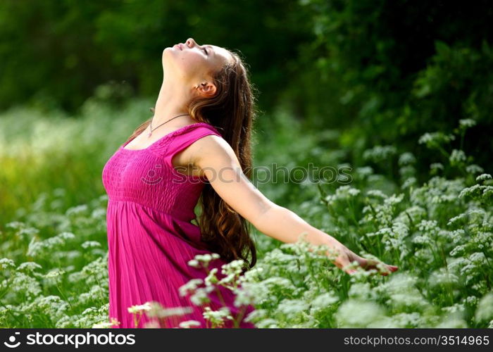 woman outdoor feel natural freedom