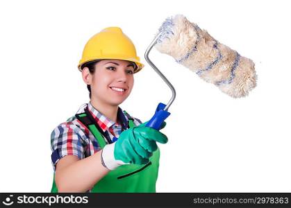 Woman painter isolated on white