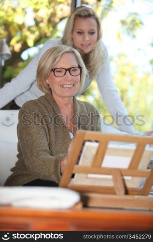 Woman painting a picture
