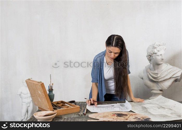 woman painting art studio