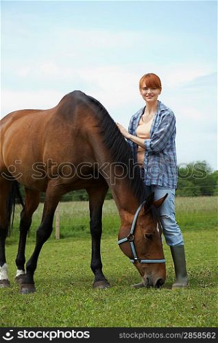 Woman Petting Horse