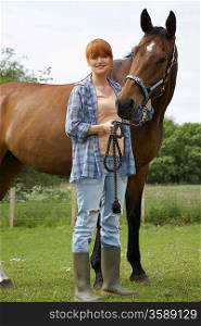 Woman Petting Horse