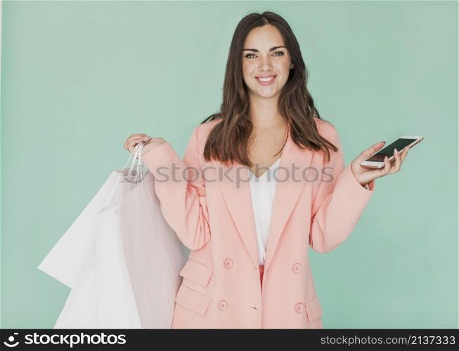 woman pink jacket smiling camera