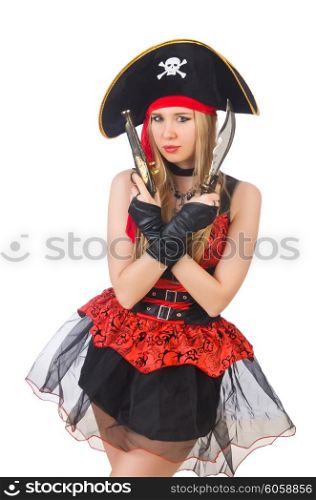 Woman pirate isolated on the white
