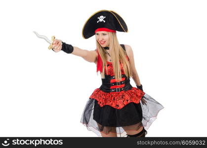 Woman pirate isolated on the white